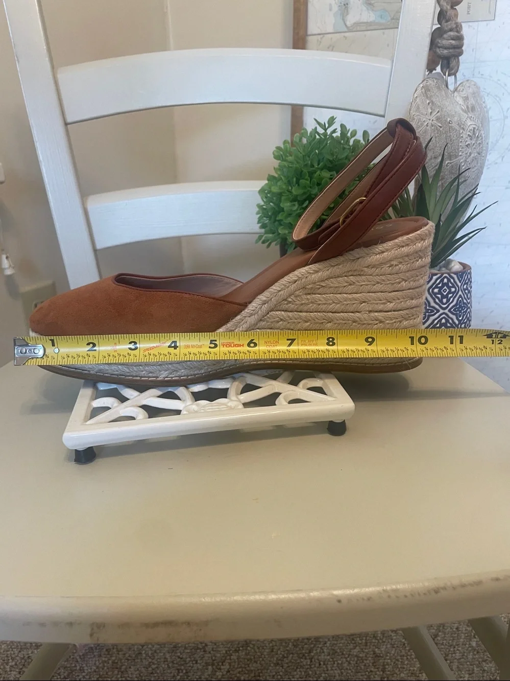Cole Haan Women's Cognac Suede Espadrille Wedge Sandals Sz9.5 or 10 NEW